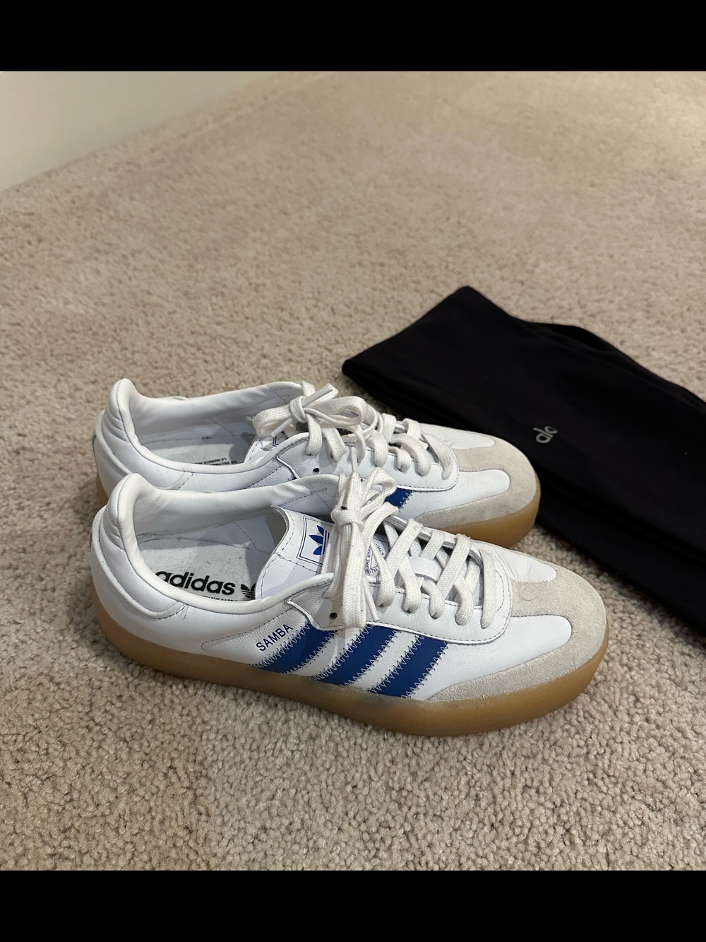 Adidas Sambae White & Blue Gum Sole Sneakers - Picture 2 of 8
